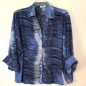 Abstract Animal Print Button Down Shirt Blouse XL